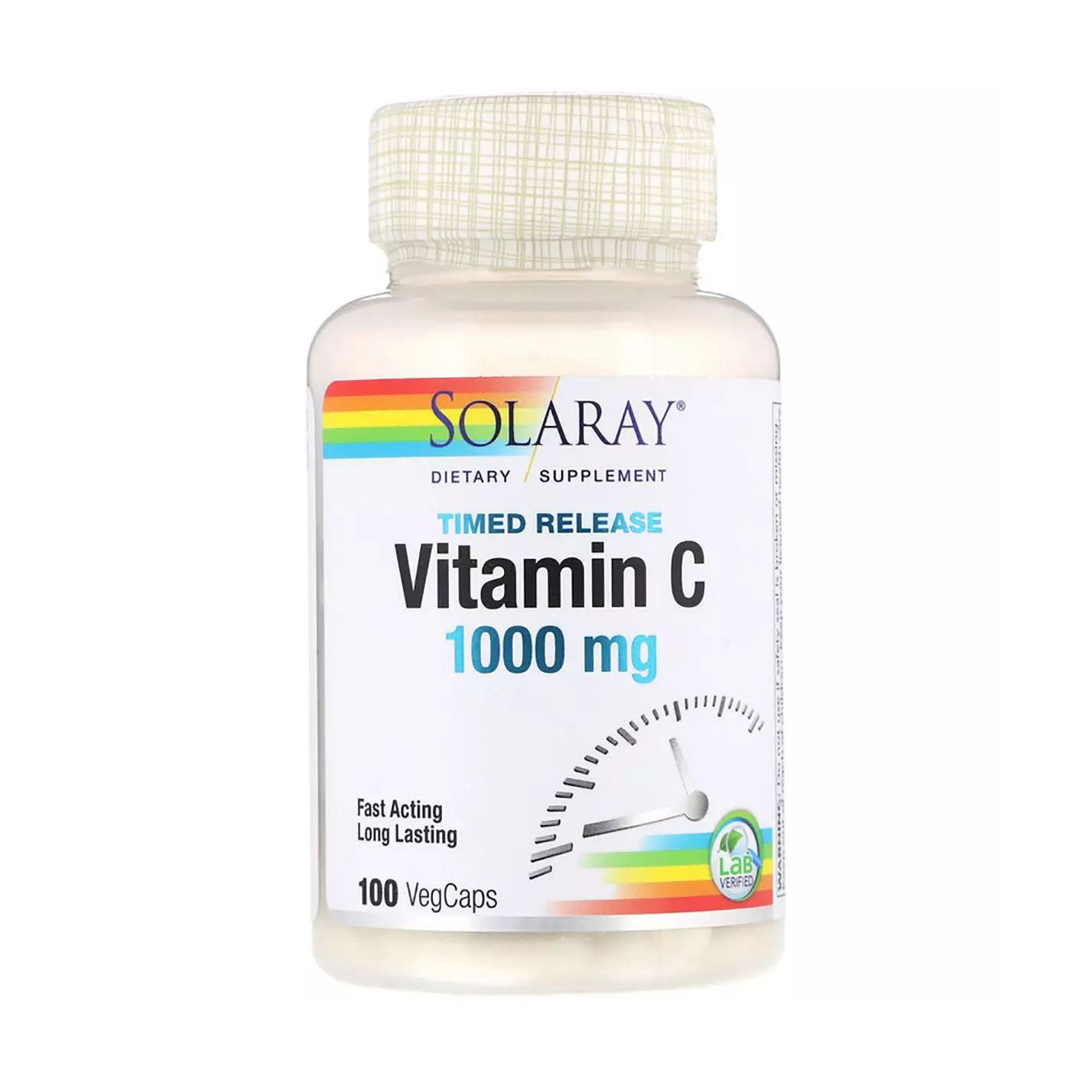 Вітамін С Solaray Time Release Vitamin C Двофазне вивільнення 1000 мг, 100 капсул